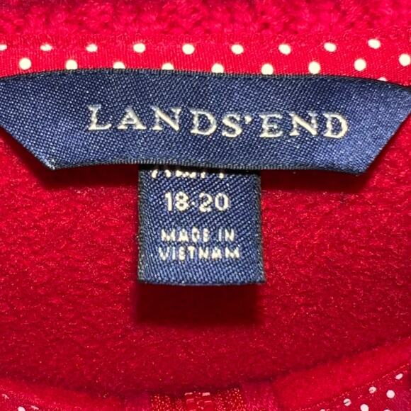 Lands' End Red Fleece Quarter Zip Pullover Size 18-20 Plus Made in Vietnam - Picture 5 of 9
